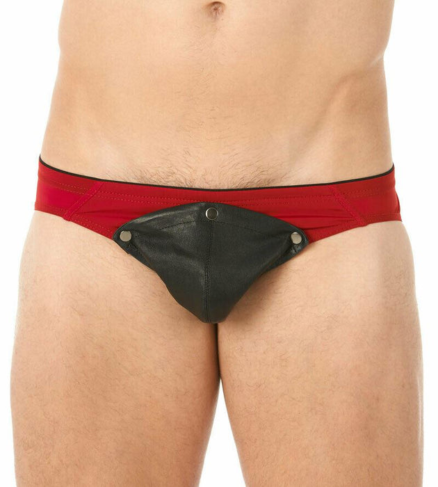 XL Gregg Homme Brief Undo Detachable Leather Pouch Red 132803