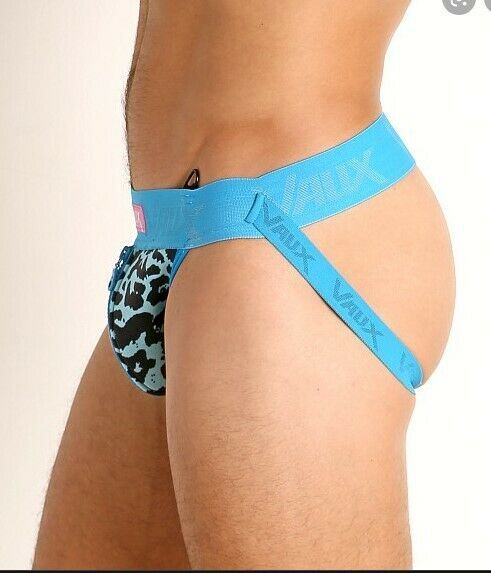 XL - Jockstrap VAUX VX2 Zipper Jock By Cellblock Leopard Blue VX118
