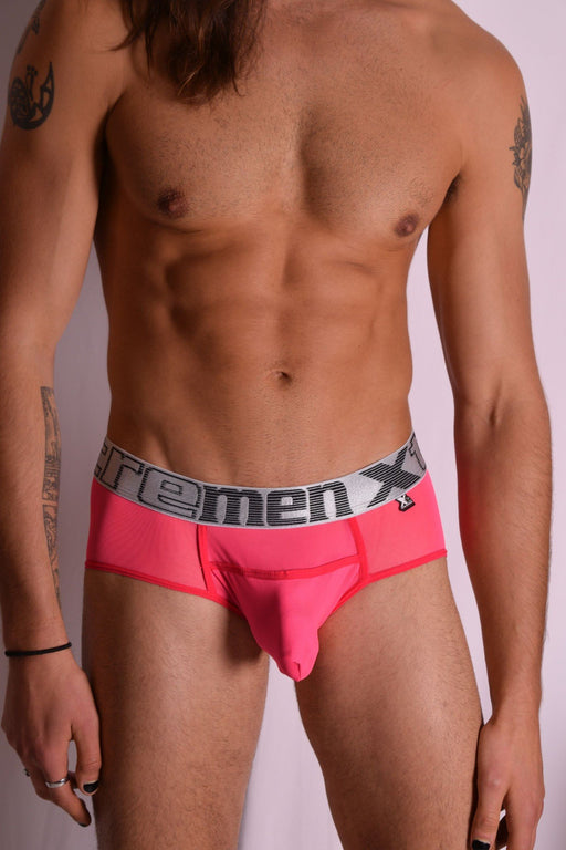 XTREMEN Brief Sexy Transparent Mesh Briefs Coral Pink 91018 1